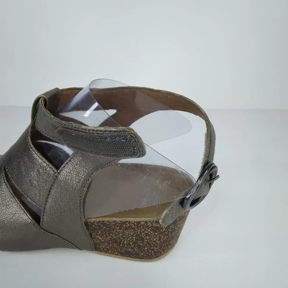 Dansko Women's Metallic Pewter Wedge Sandals